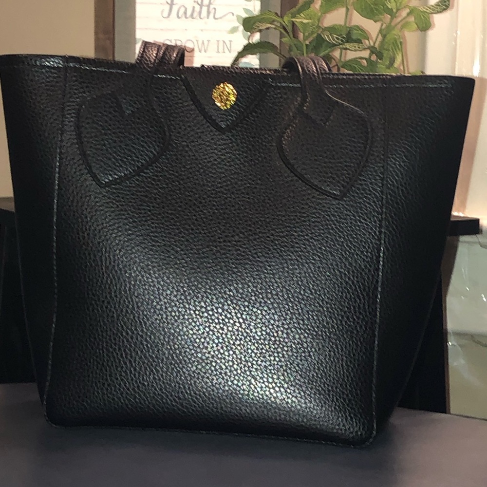 Anne Kline Black Leather Purse Tote